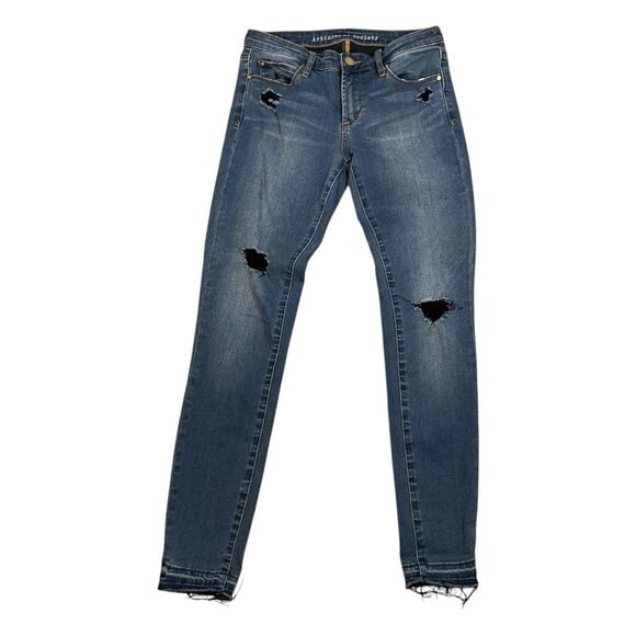Articles of Society Sarah Skinny Jeans Blue Med Wash Distressed Denim 5-Pocket 2 - Picture 2 of 11